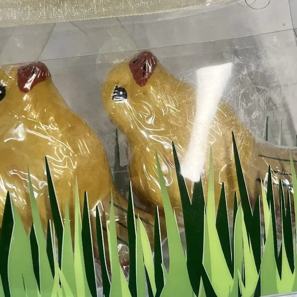 Vintage TAG Set of Chick & Bunny Candles Easter Spring Home Decor Nursery